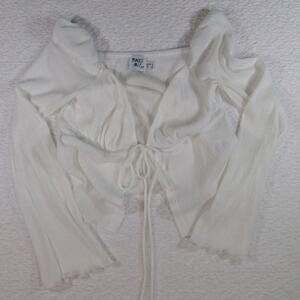 Princess polly womens size 4 white tie crop long sleeve top